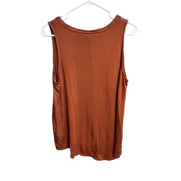 Apt 9. Orange Brown Floral Detail Sleeveless Shirt Size Large - Picture 4 of 10